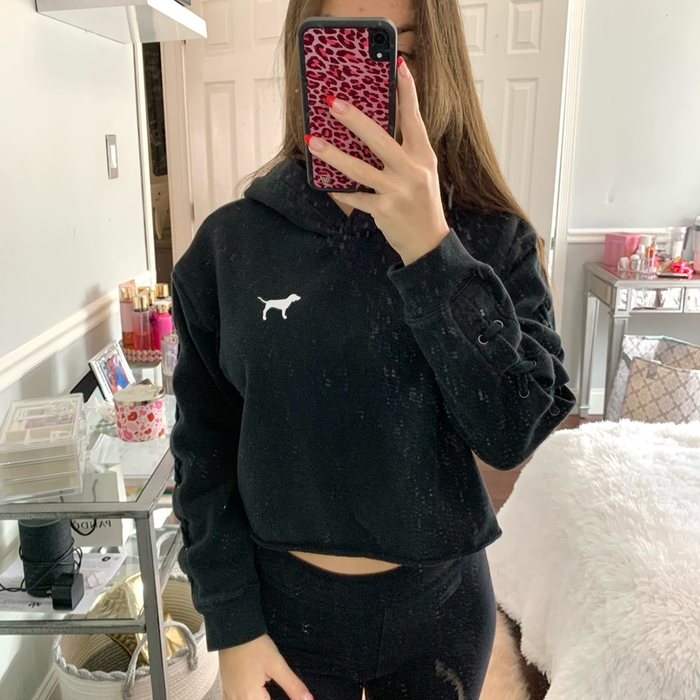 Victoria’s Secret PINK Black Cropped Hoodie